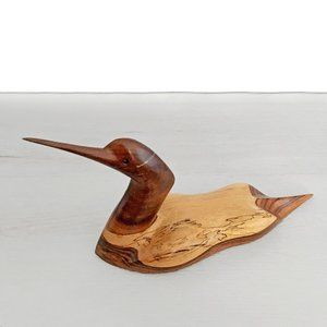 Artisan Wood Hand Carved Bird Signed Collin Toohec Belize